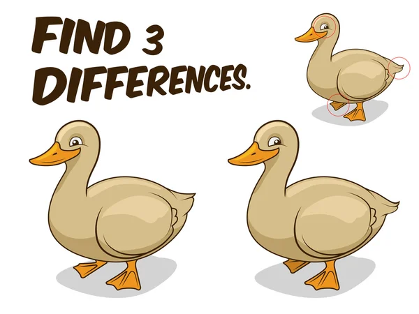 Trouver des différences jeu canard vecteur illustration — Image vectorielle