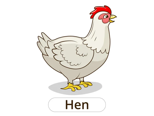 Hen animal cartoon illustration for children