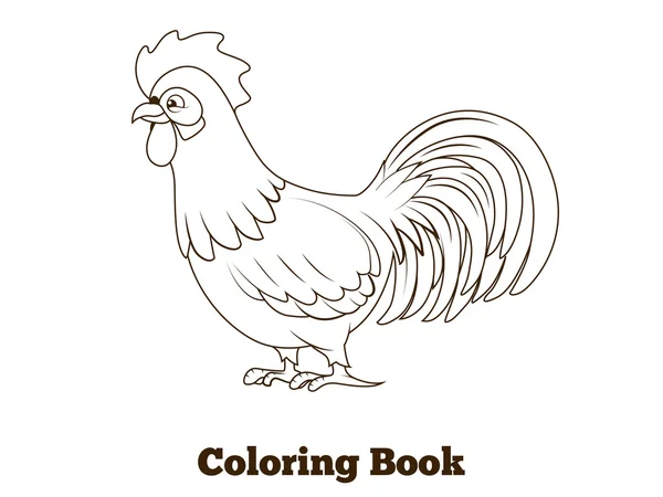 Libro para colorear gallo ilustración de dibujos animados — Vector de stock