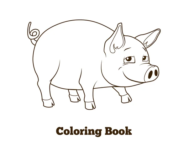 Раскраска книги свиньи мультфильм образовательная иллюстрация — стоковый вектор