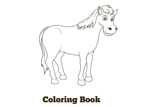 Libro para colorear ilustración de dibujos animados de caballos — Vector de stock