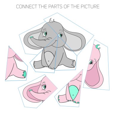 Puzzle game for chldren elephant clipart