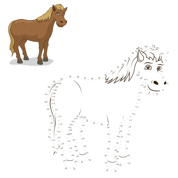 Conectar los puntos juego caballo vector ilustración — Vector de stock