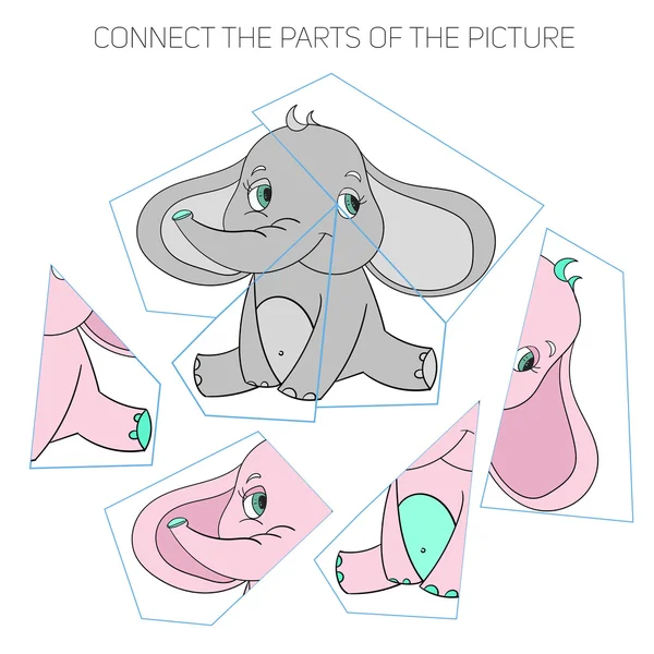 Puzzle jeu pour les enfants éléphant — Image vectorielle