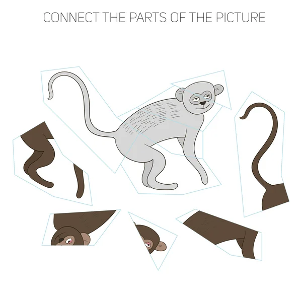 Puzzle game for chldren vervet ape — Stock Vector