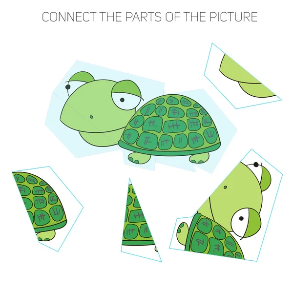 Puzzle game per bambini tartaruga — Vettoriale Stock