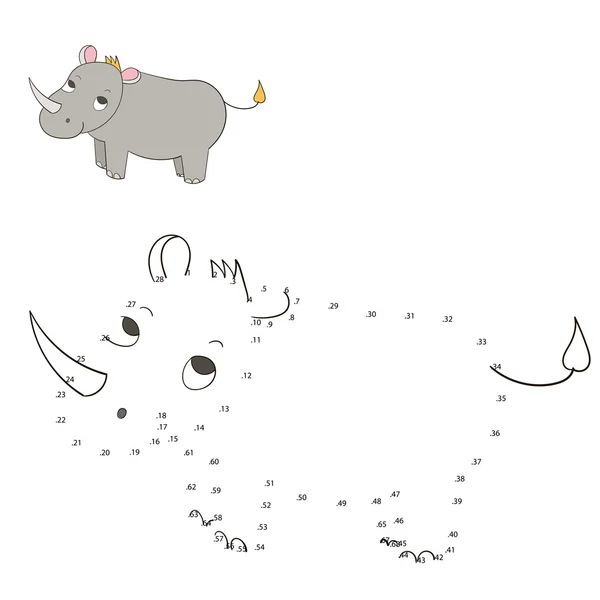 Connectez le jeu de points illustration vectorielle rhino — Image vectorielle