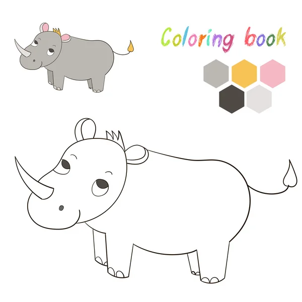 Libro para colorear rinoceronte diseño de los niños para vector de juego — Vector de stock