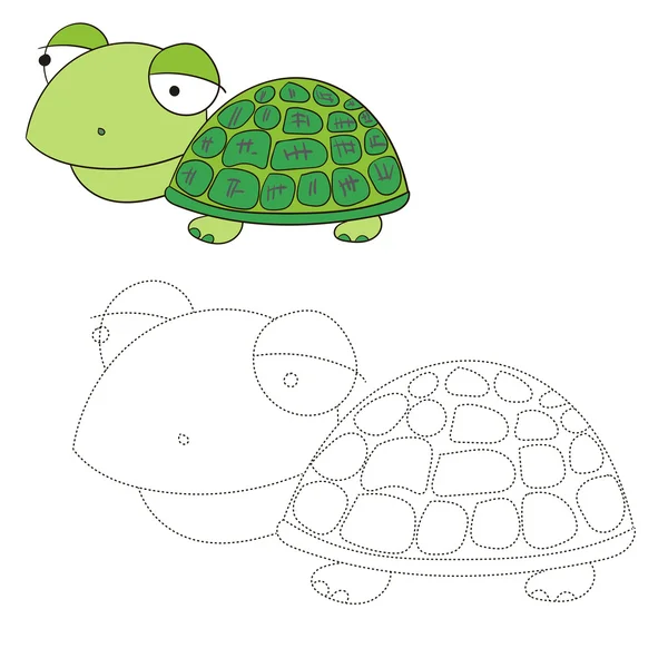Csatlakoztassa a pontok játék teknősbéka vektoros illusztráció — Stock Vector
