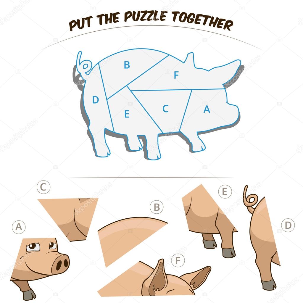 Puzzle game for children pig