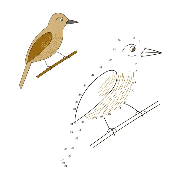 Połącz kropki gra ptak wektor ilustracja — Wektor stockowy