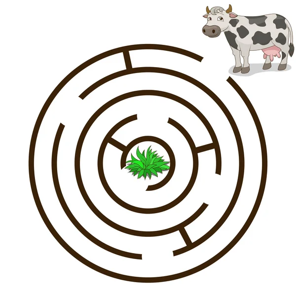 Игровой лабиринт найти способ векторной иллюстрации коровы — стоковый вектор