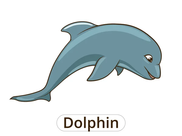 Delfin hav dyr fisk tegneserie illustration – Stock-vektor