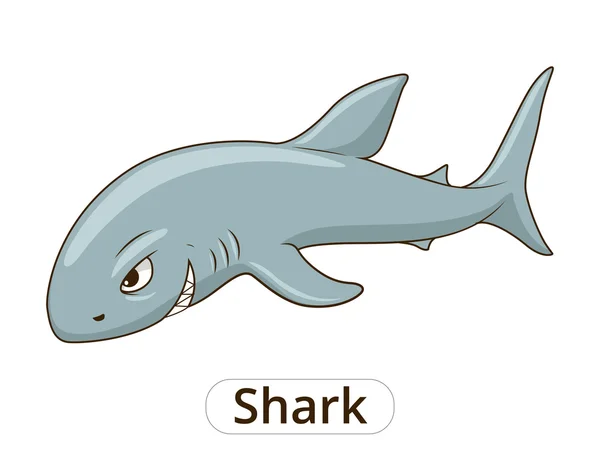 Tiburón animal marino peces ilustración de dibujos animados — Vector de stock