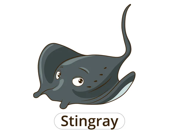 Illustration de dessin animé poisson de mer Stingray — Image vectorielle