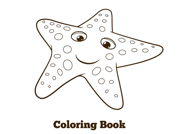 Livro para colorir estrela do mar vector cartoon — Vetor de Stock