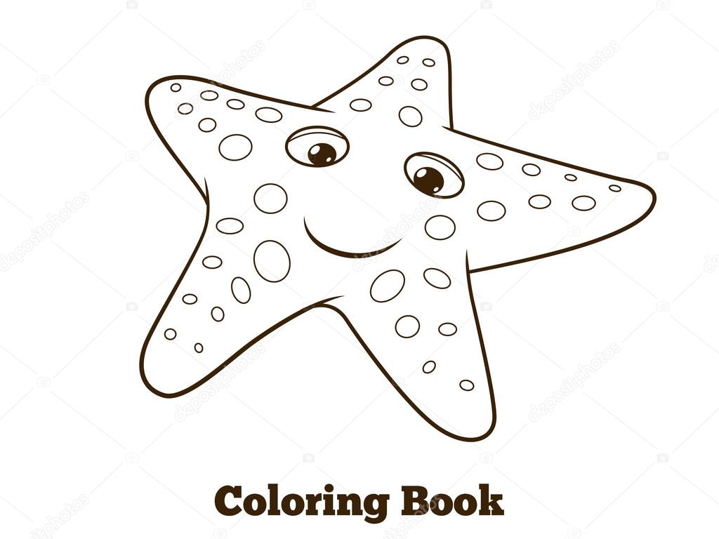 Coloring book starfish fish cartoon vector