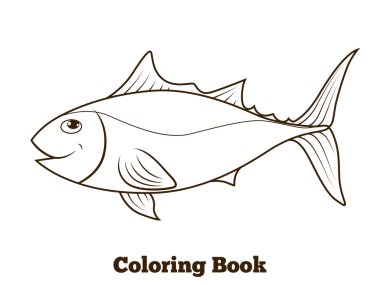 Coloring book tunny fish cartoon educational