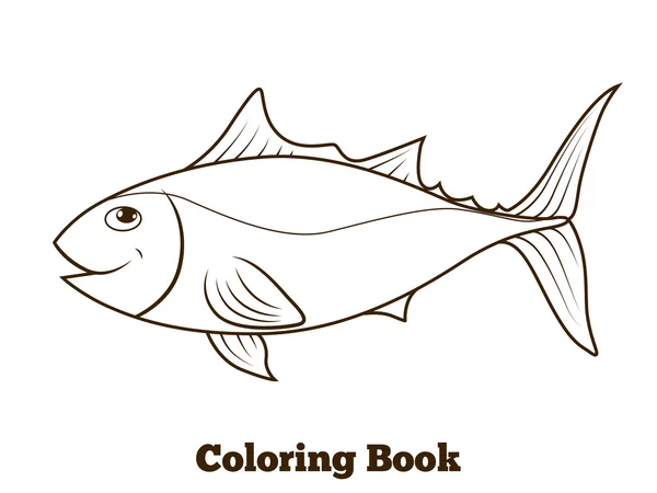 Libro da colorare tunny pesce cartone animato educativo — Vettoriale Stock