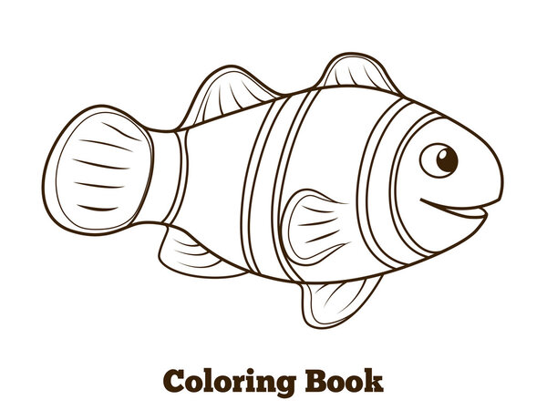 Coloring book clownfish fish cartoon vector