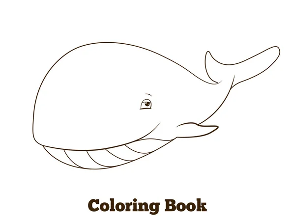 Színezés könyv bálna rajzfilm oktatási — Stock Vector