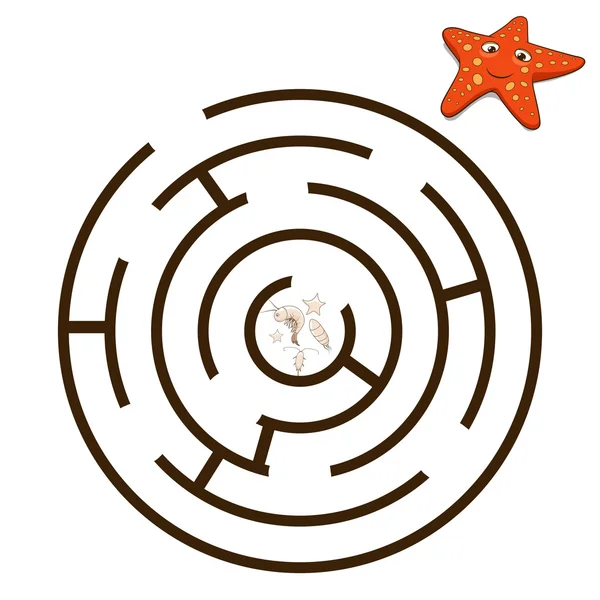 Παιχνίδι Λαβύρινθος βρούμε έναν τρόπο Αστερίας διάνυσμα — Διανυσματικό Αρχείο
