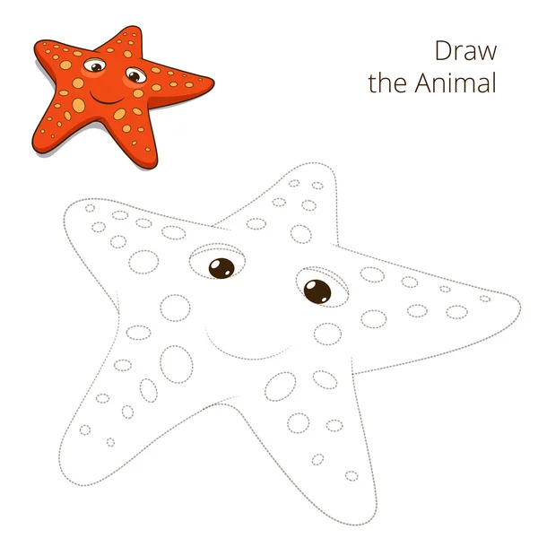 Draw the fish animal starfish educational game — Stock Vector