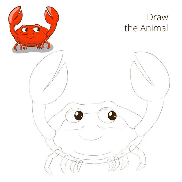 魚、カニを動物の教育ゲームを描画します。 — ストックベクタ