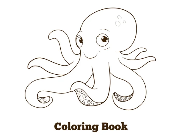 Libro para colorear pulpo dibujos animados educativos — Vector de stock