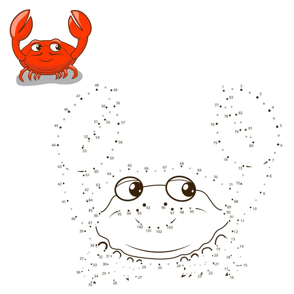 Hubungkan titik-titik untuk menggambar vektor crab game - Stok Vektor