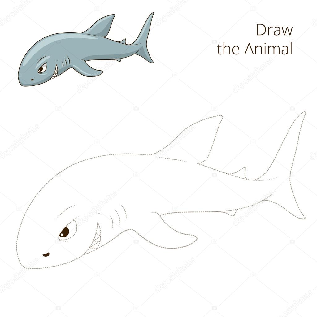Draw the fish animal shark educational game