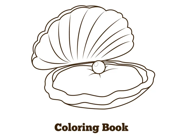 Libro da colorare ostrica pesce cartone animato illustrazione — Vettoriale Stock
