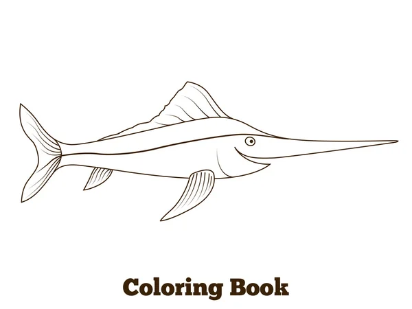 Színezése a könyv kardhal hal rajzfilm illusztráció — Stock Vector