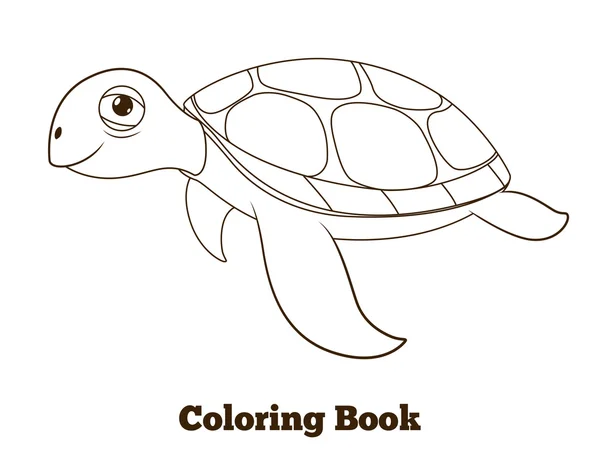 Libro para colorear tortuga animal marino ilustración — Vector de stock