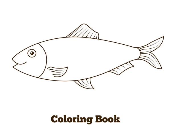 Libro da colorare aringa pesce cartone animato illustrazione — Vettoriale Stock