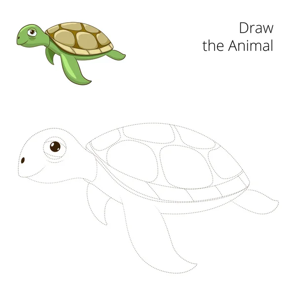 Desenhe a tartaruga marinha animal educacional — Vetor de Stock