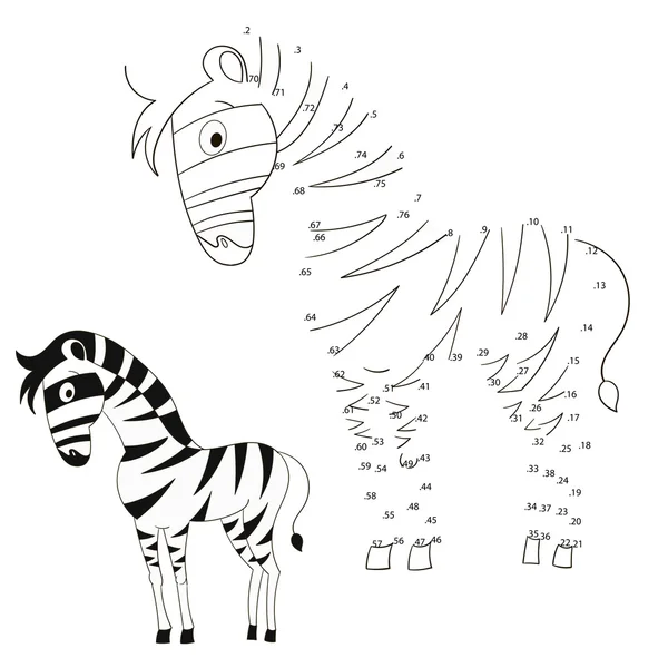 Verbinden Sie die Punkte Spiel Zebra Vektor Illustration — Stockvektor