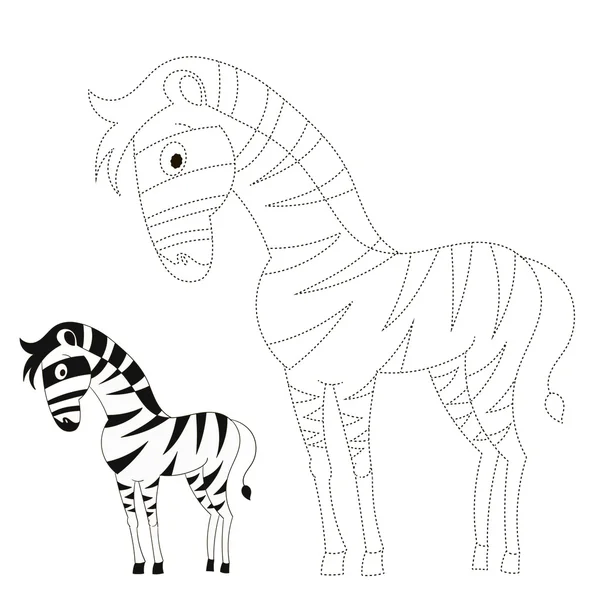 Połącz kropki zebra gra ilustracja wektorowa — Wektor stockowy