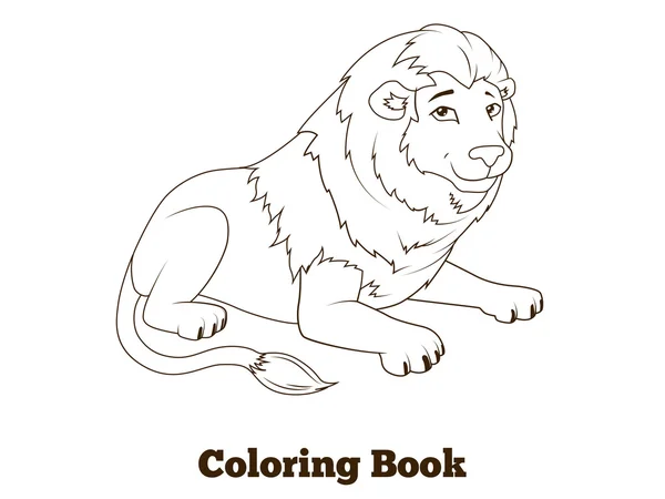 Livro para colorir leão desenhos animados de animais africanos — Vetor de Stock