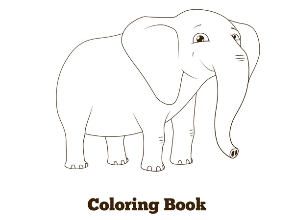 Libro para colorear elefante animal africano dibujos animados — Vector de stock