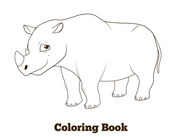 Libro para colorear rinoceronte dibujos animados de animales africanos — Vector de stock