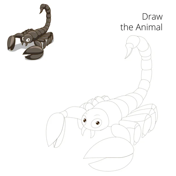 Dessiner animal scorpion jeu éducatif — Image vectorielle