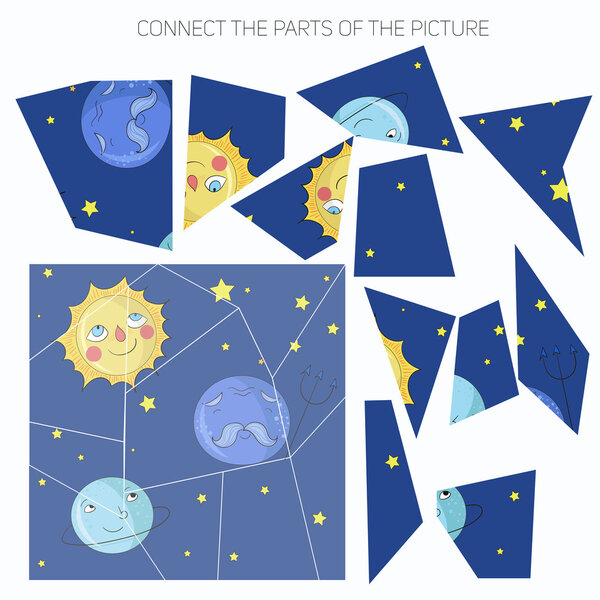 Educational game connect the parts of picture