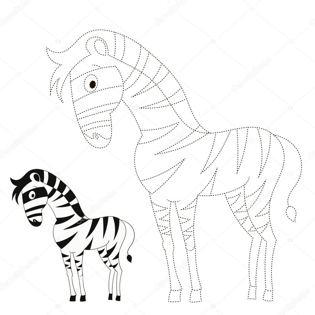 Connect the dots game zebra vector illustration