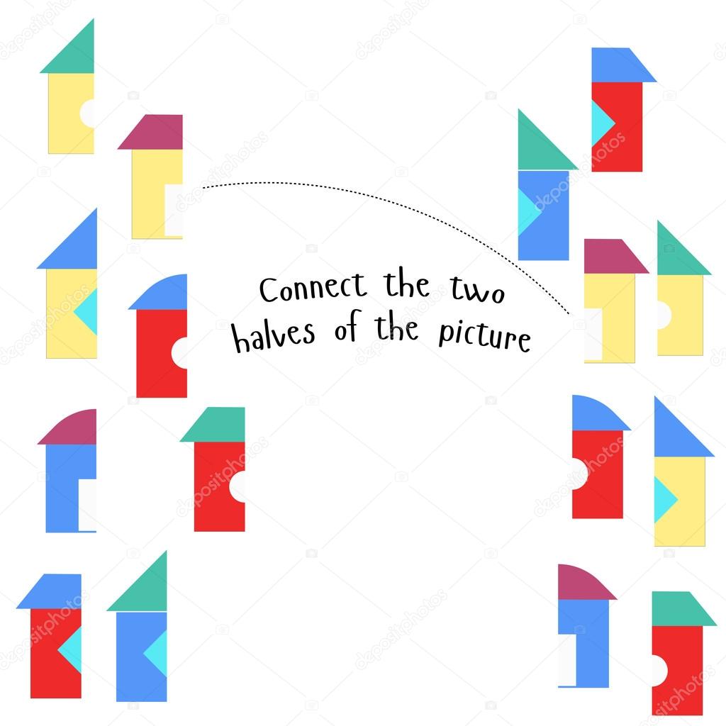 Educational game  connect two parts of picture