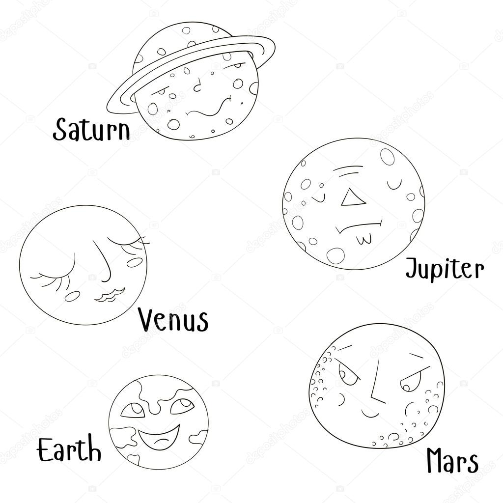 Coloring book for children planets vector