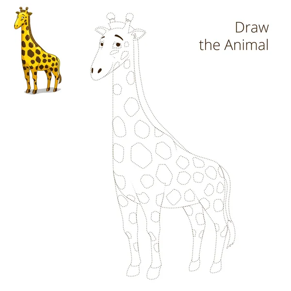 Kreslení zvířat vzdělávací hry žirafa — Stockový vektor