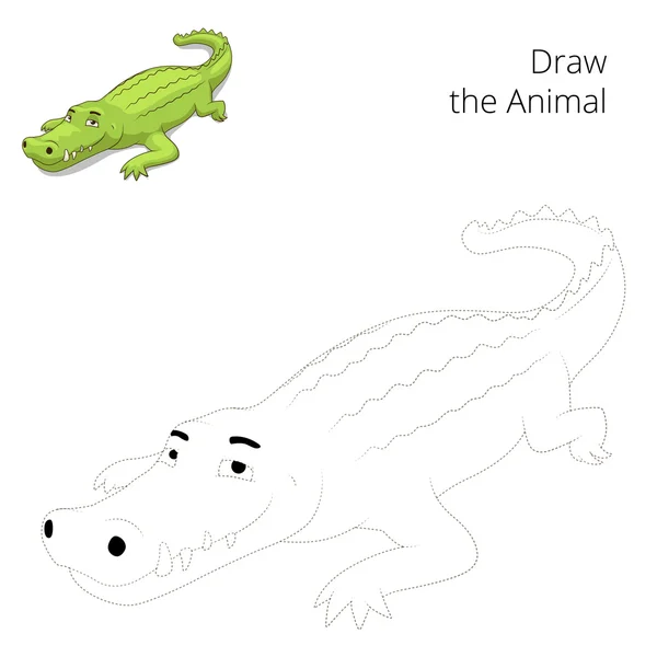 Desenhe o crocodilo jogo educativo animal —  Vetores de Stock