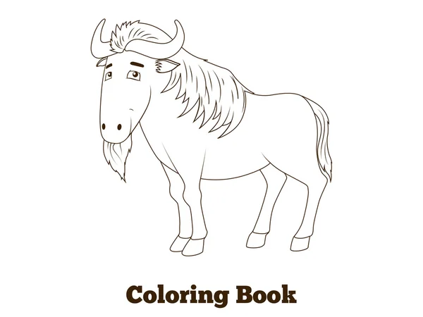 Libro para colorear wildebeest sabana africana animal — Vector de stock