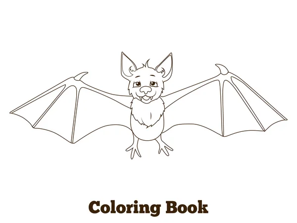 Libro para colorear bosque animal murciélago de dibujos animados — Vector de stock